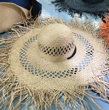 Colorful Tassel Big Brim Raffia Sunshade Hat