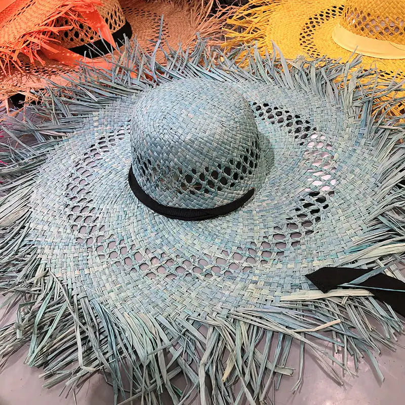 Colorful Tassel Big Brim Raffia Sunshade Hat