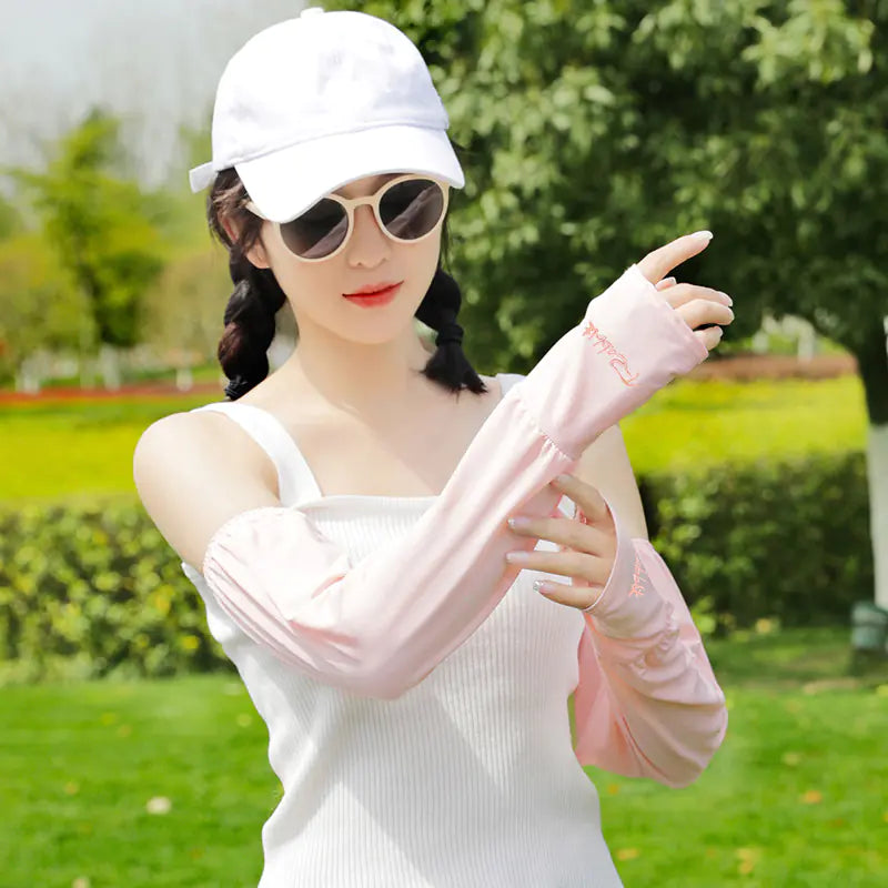 Summer Women's Embroidered UV Protection Arm Sleeves