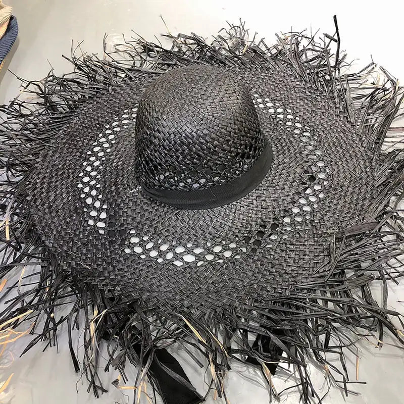 Colorful Tassel Big Brim Raffia Sunshade Hat