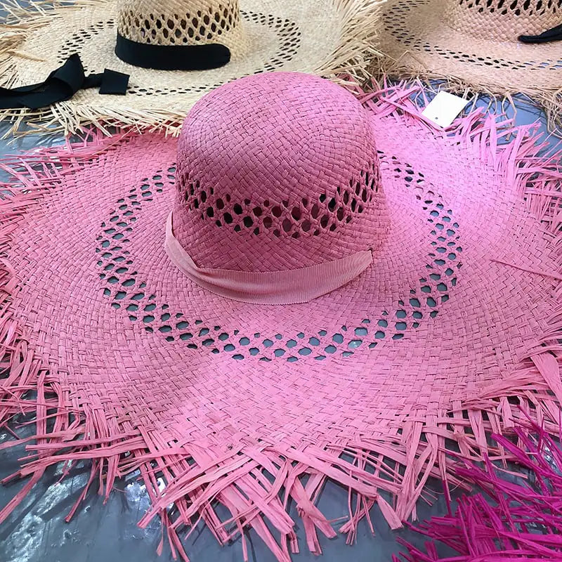 Colorful Tassel Big Brim Raffia Sunshade Hat