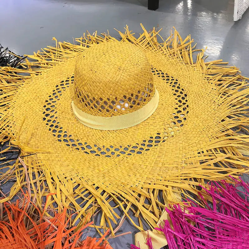 Colorful Tassel Big Brim Raffia Sunshade Hat
