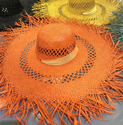 Colorful Tassel Big Brim Raffia Sunshade Hat