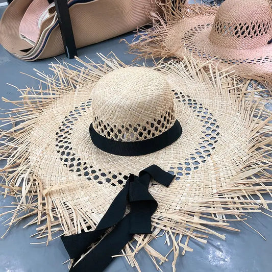 Colorful Tassel Big Brim Raffia Sunshade Hat